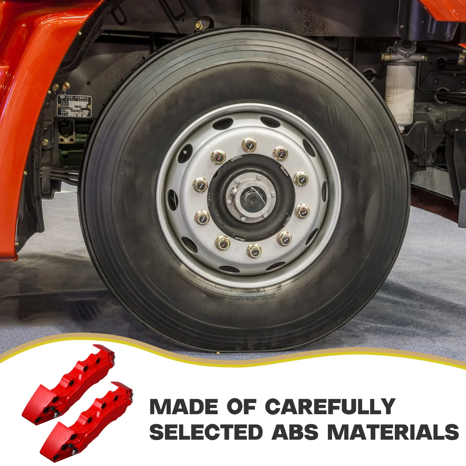 

2pcs Brake Caliper Covers Large Red ABS Material Universal Fit Rear Car Wheel Hub Covers Automotive Accessories