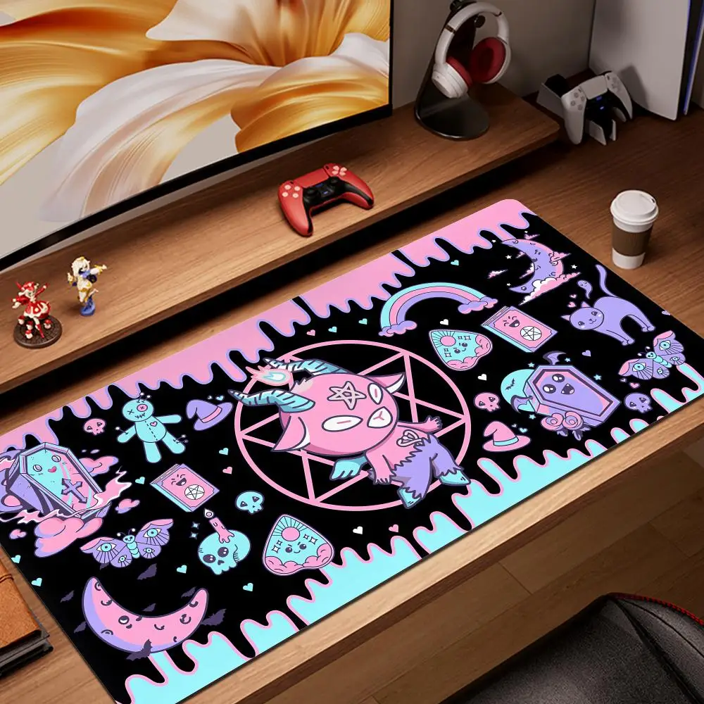 

Large Gaming Custom Desk Mat Cute Monster Skull Mouse Pad Computer Accessories Keyboard pad with Non-Slip Rubber Base Lock Edge