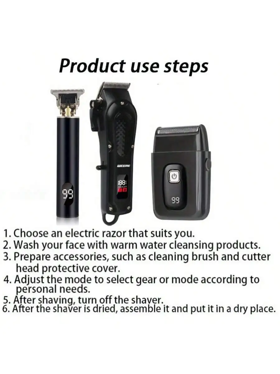 مجموعة ماكينة قص الشعر الاحترافية لعام 2026، ماكينة حلاقة كهربائية مع ماكينة تشذيب وشفرات حلاقة على شكل حرف T، شاشة LCD، ضوضاء منخفضة، قابلة لإعادة الشحن #5