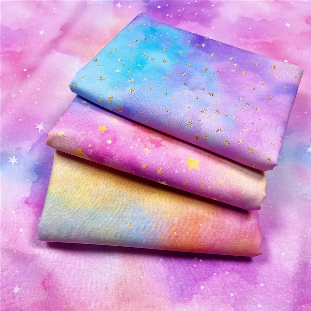 Star Rainbow Cotton Fabric for Tissue Sewing Quilting Bear Fabric Needlework Material DIY Handmade Craft