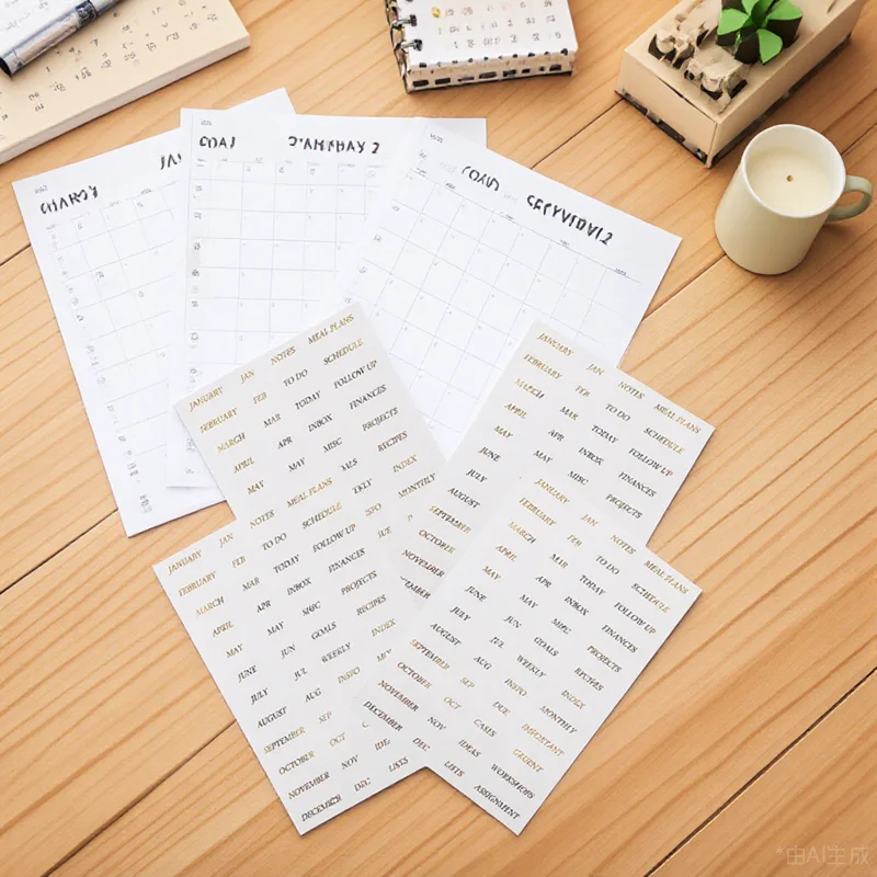 

8 Sheets Hot Stamping Sticker Stickers for Teacher Planner Academic Decorate Monthly Date Magazine Letter Pvc