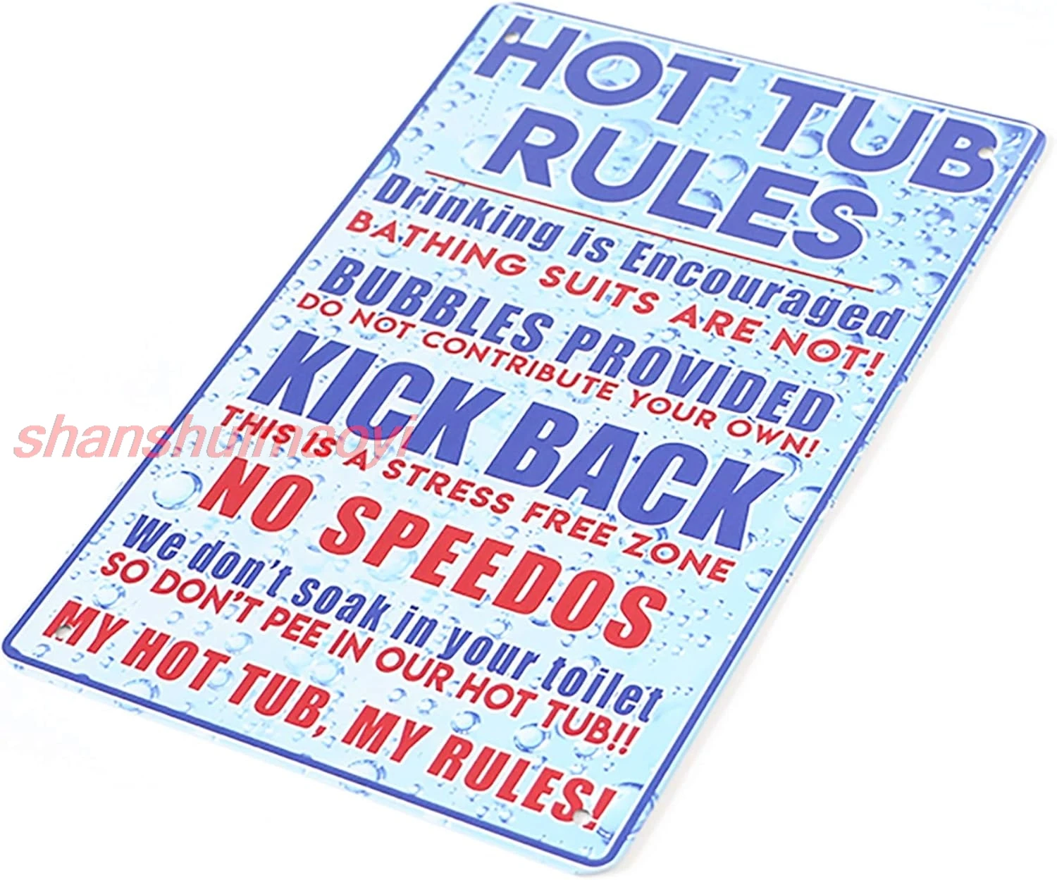 Hot Tub Rules Oudoor Sign for spa Yard Funny Tin Sign 8x12IN 1pc