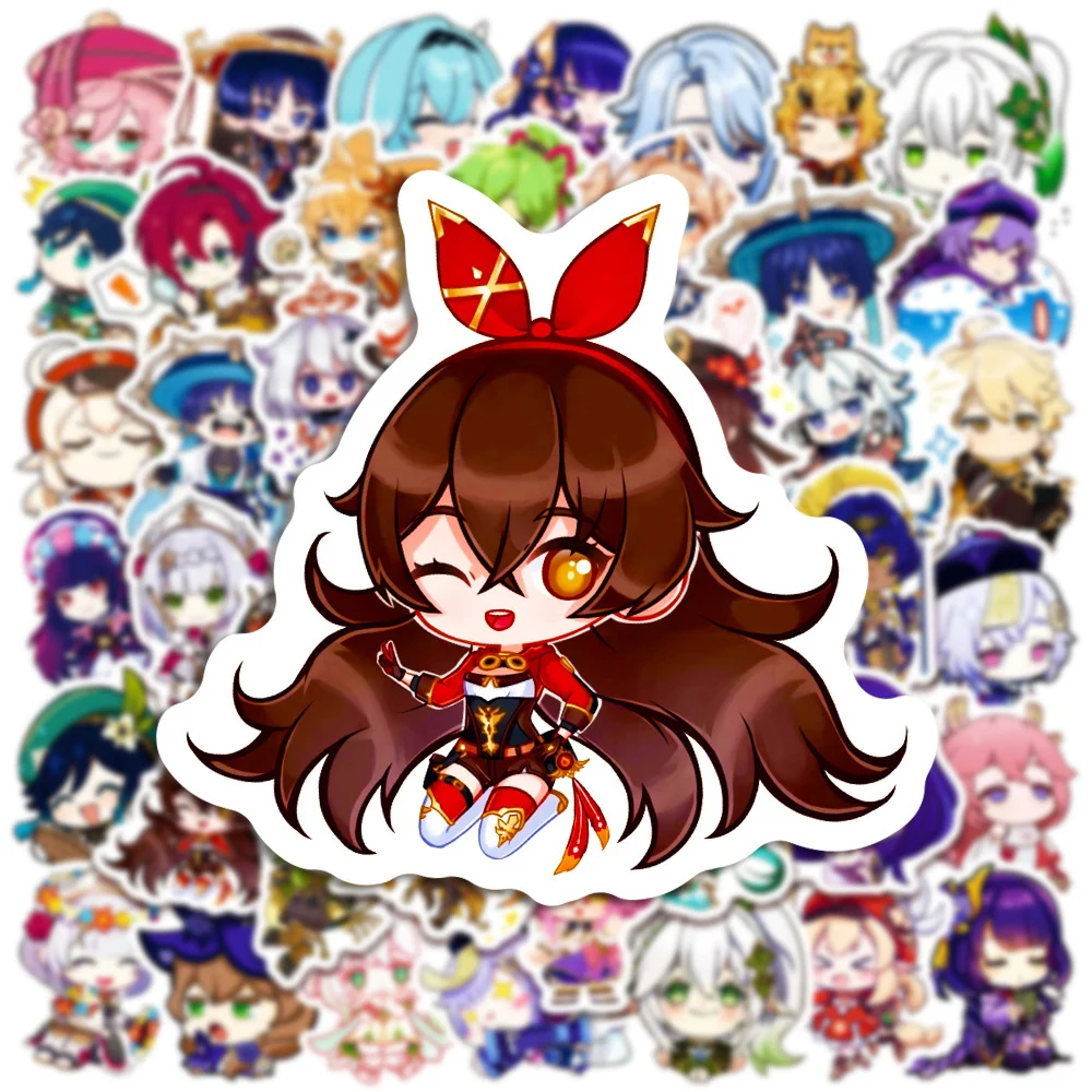 

10/30/50/100pcs Genshin Impact Anime Stickers Cute Cartoon Game Character Decals Luggage Phone Guitar Funny Sticker Decoration