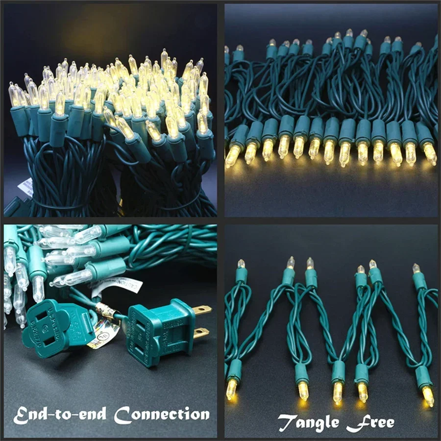 22.5 ฟุต 100 LED Clear Christmas String หลอดไฟ Mini Fairy Light กลางแจ้งสายไฟสีเขียวสําหรับ Patio Holiday Party Decor