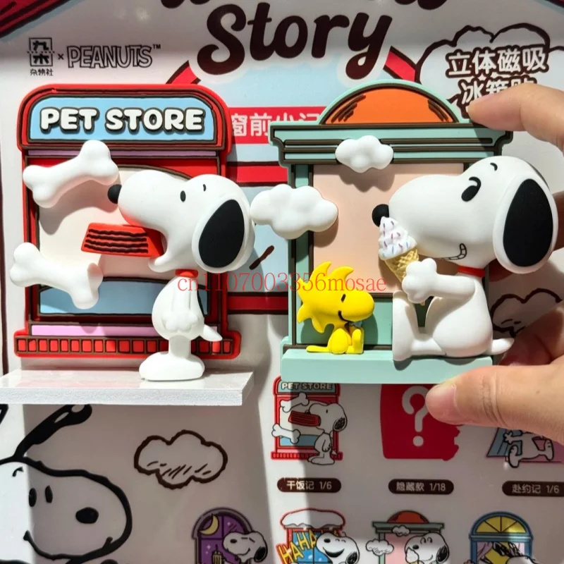 Peanuts Snoopy Refrigerator Magnet Blind Box Anime Action Figures Cute Q Figurals Kitchen Merchandise Christmas Birthday Gifts