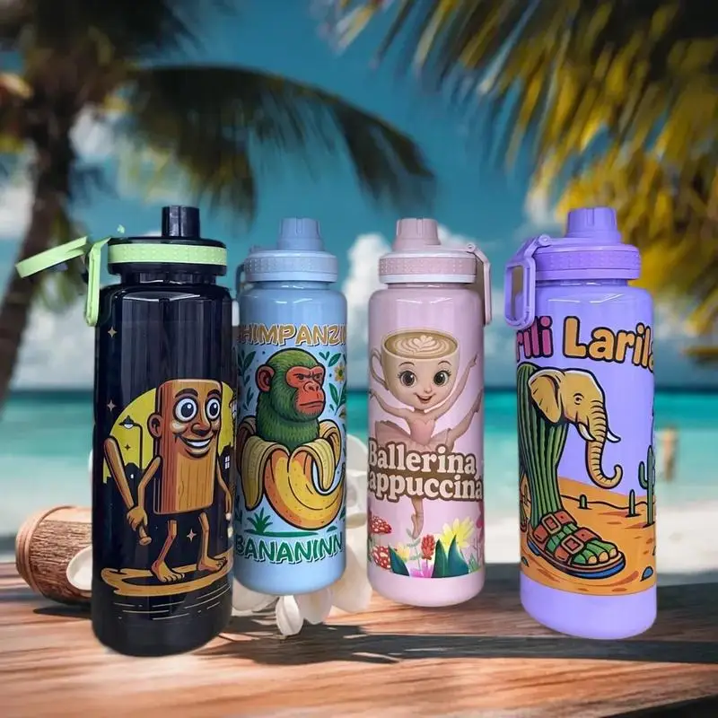 

1000ML Italian Brainrot Kid Water Bottle Tralalero Tralala Tung Tung Sahur Water Bottle Boys Outdoor Sports Water Bottles