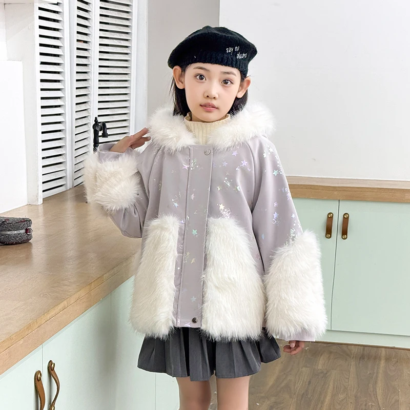 

Зимнее пальто для девочек, детское милое меховое пальто принцессы, верхняя одежда, парки, детская утепленная бархатная куртка для подростков, одежда