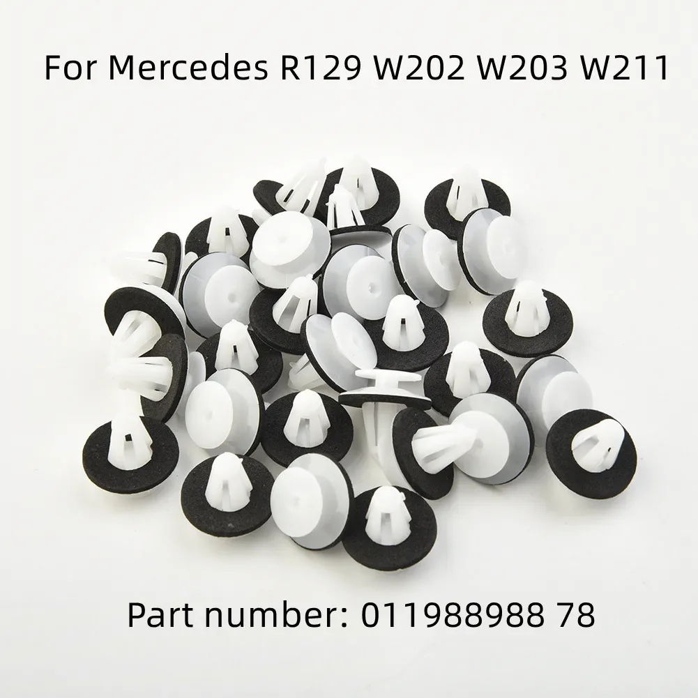 

30pcs Car Fastener Clips Retainer For Mercedes R129 W202 W203 W211 011988988 78 White Nylon Car Door Inner Trim Gripper D105