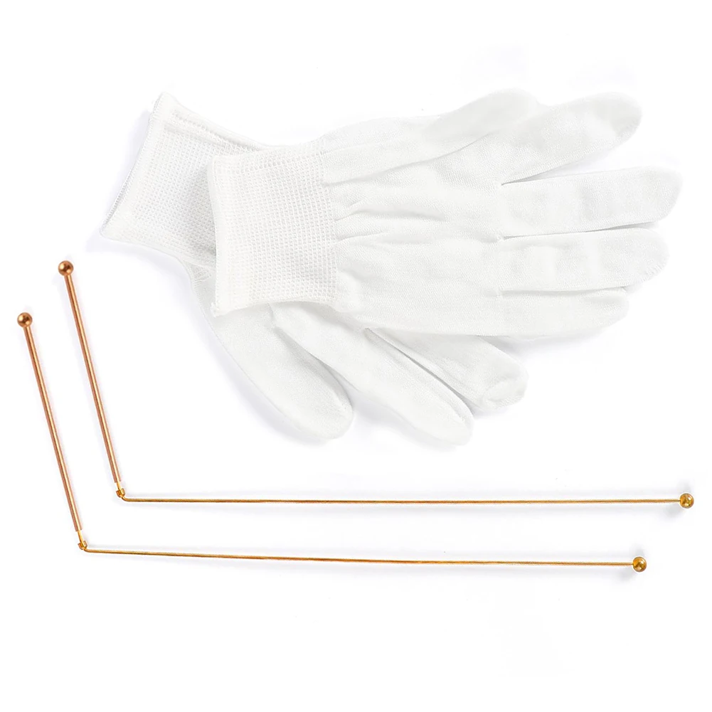 99.9% Pure Copper Dowsing Rods Set With White Nylon Gloves For Water Gold Mineral Detection And Paranormal Investigation Tool