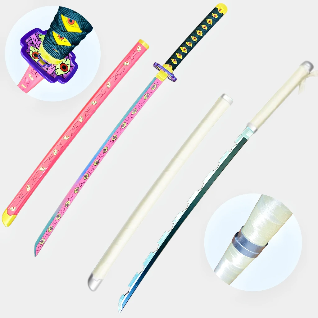 39.3 inch Demon Slayer Kamado Tanjirou Houten Katana Zwaard Ninja Mes Originele Samurai Katana Sabel Cosplay Accessoires Prop Speelgoed