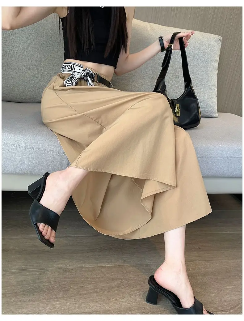 Cropped Pants Loose Korean Style Female Pants Solid Color Casual Slim Elastic Waist Fashion Women Wide Leg Pants Black Pants