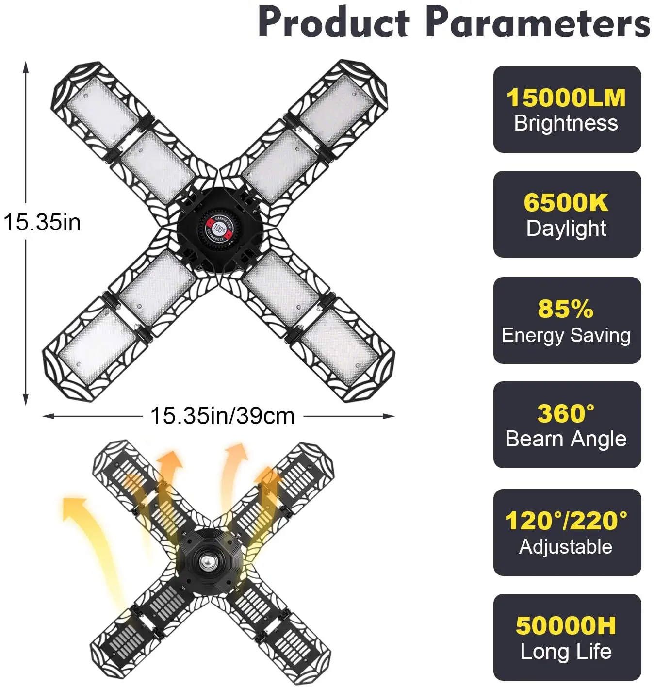 Garage Lighting LED Ceiling Lights Adjustable Multi Panel E26/E27 Workshop Lamp 150W 15000 Lumen USA Warehouse Flood light Bulb