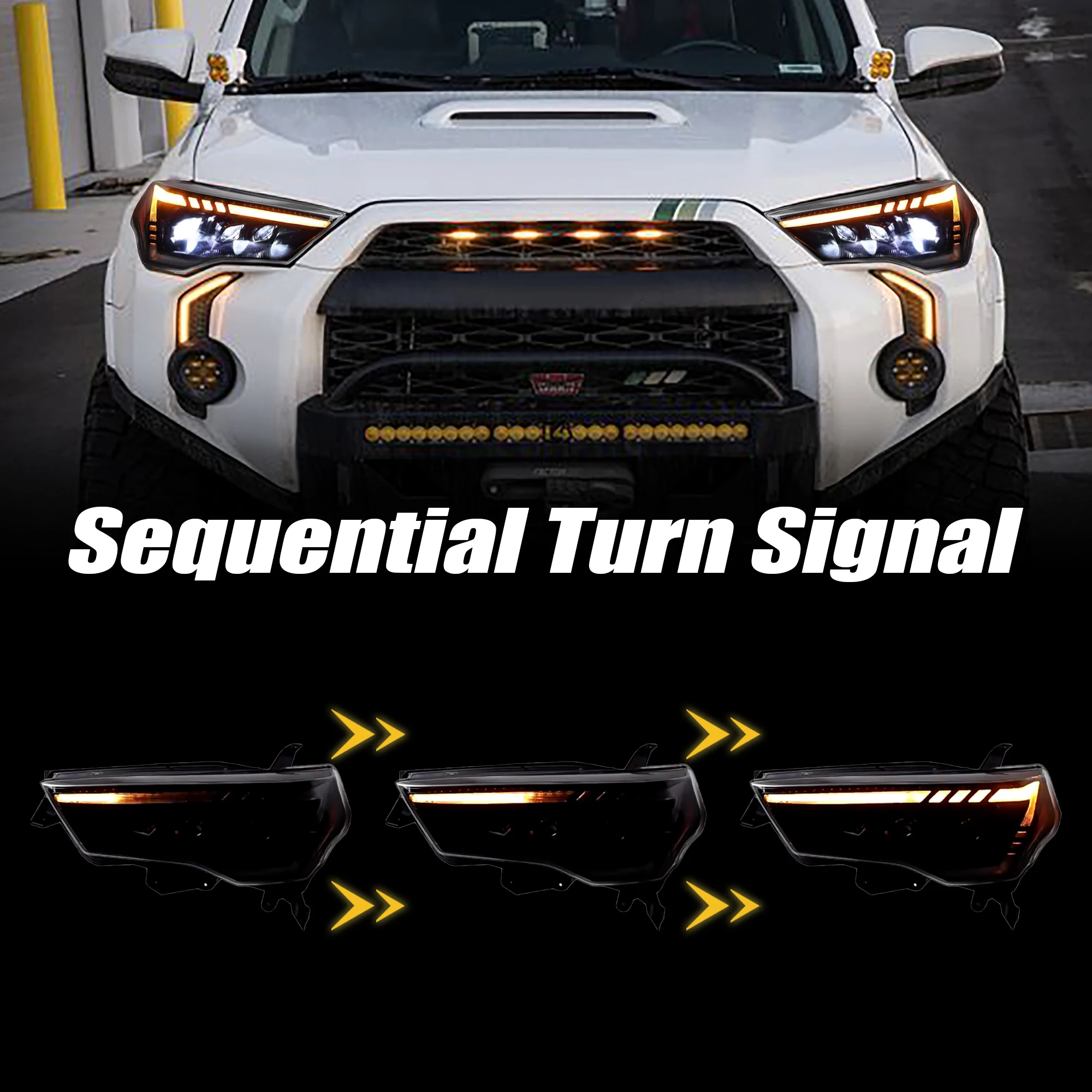 DK Motion Full LED Headlights For Toyota 4runner 4 Runner Headlamps Assembly 2010-2023