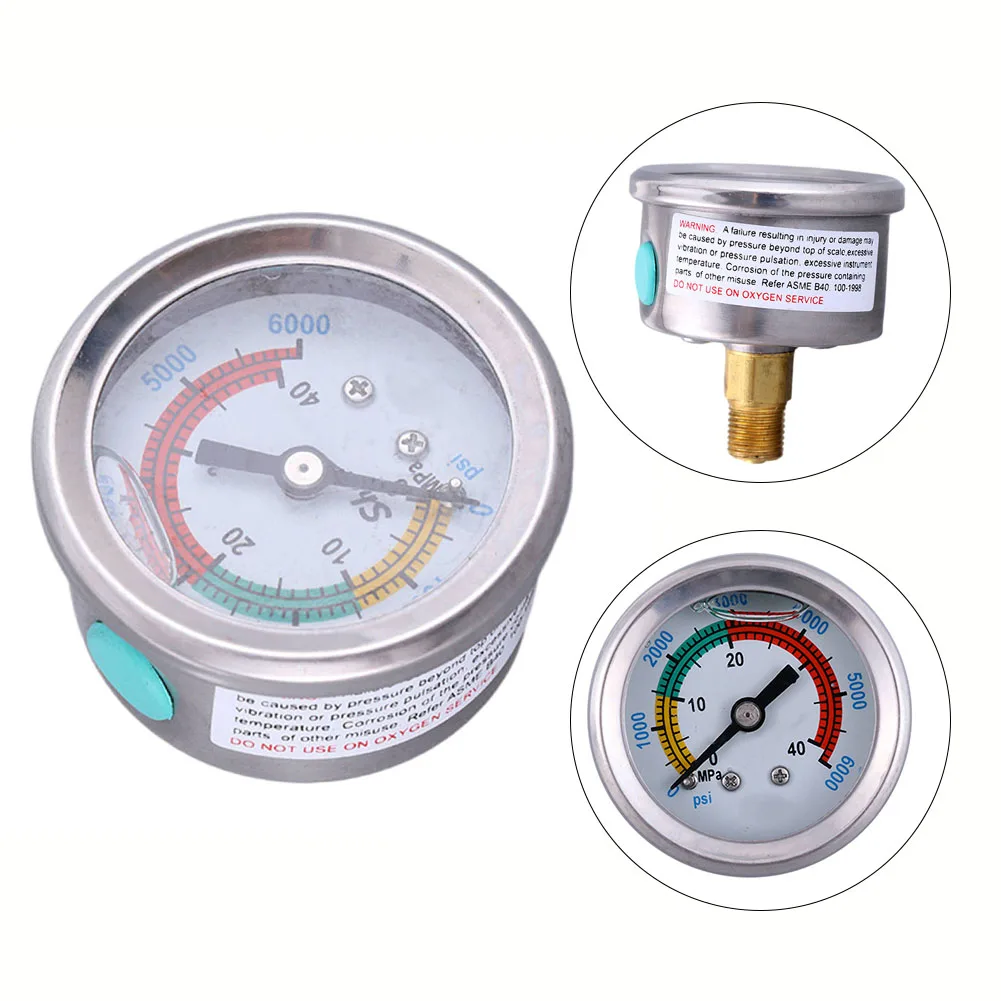 2inch Pool Filter Pressure Gauge Stainless Steel-Case 0-6000/ 0-40MPa Special Part For 30mpa Air Pump High-pressure Manometer