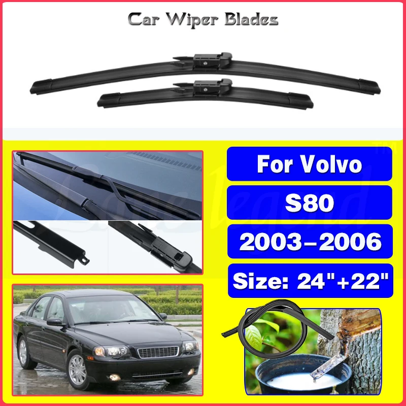 

Car Wiper LHD Front Wiper Blades For Volvo S80 2003 2004 2005 2006 Windshield Windscreen Front Window 24"+22"