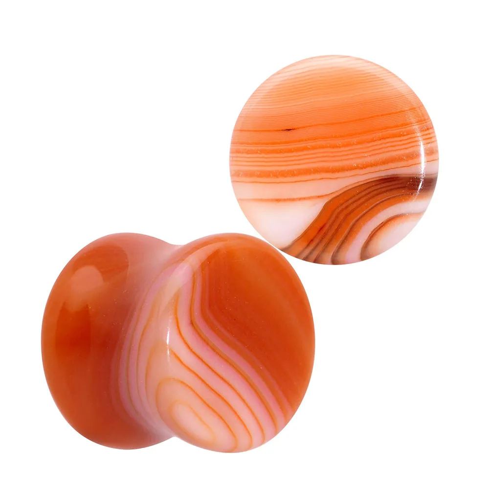 1PC Red Line Agate Stone Ear Plugs Gauges Earrings  Ear Plug Flesh Tunnel Piercing Expander Ear Stretcher Body Piercing Jewelry