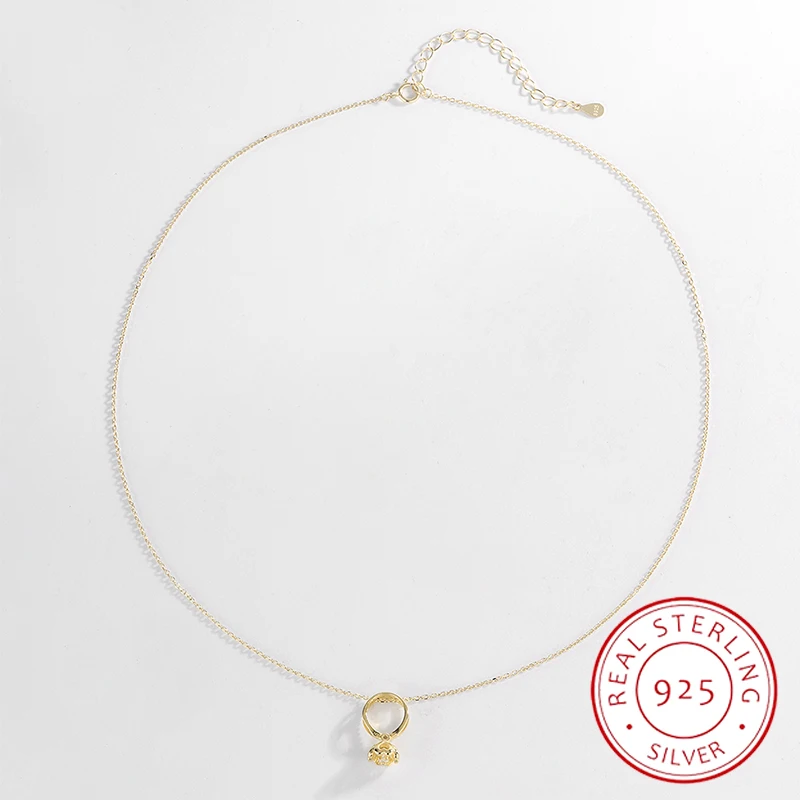 

Luxurious and Fashionable Genuine S925 Silver Niche Temperament Versatile Ring Flower Pendant Necklace Exquisite Clavicle Chain