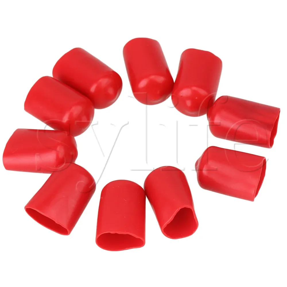 

10pcs Red Vinyl Thread Protectors 14mm - Round Rubber Screw Tip Covers for Pipes/Rods