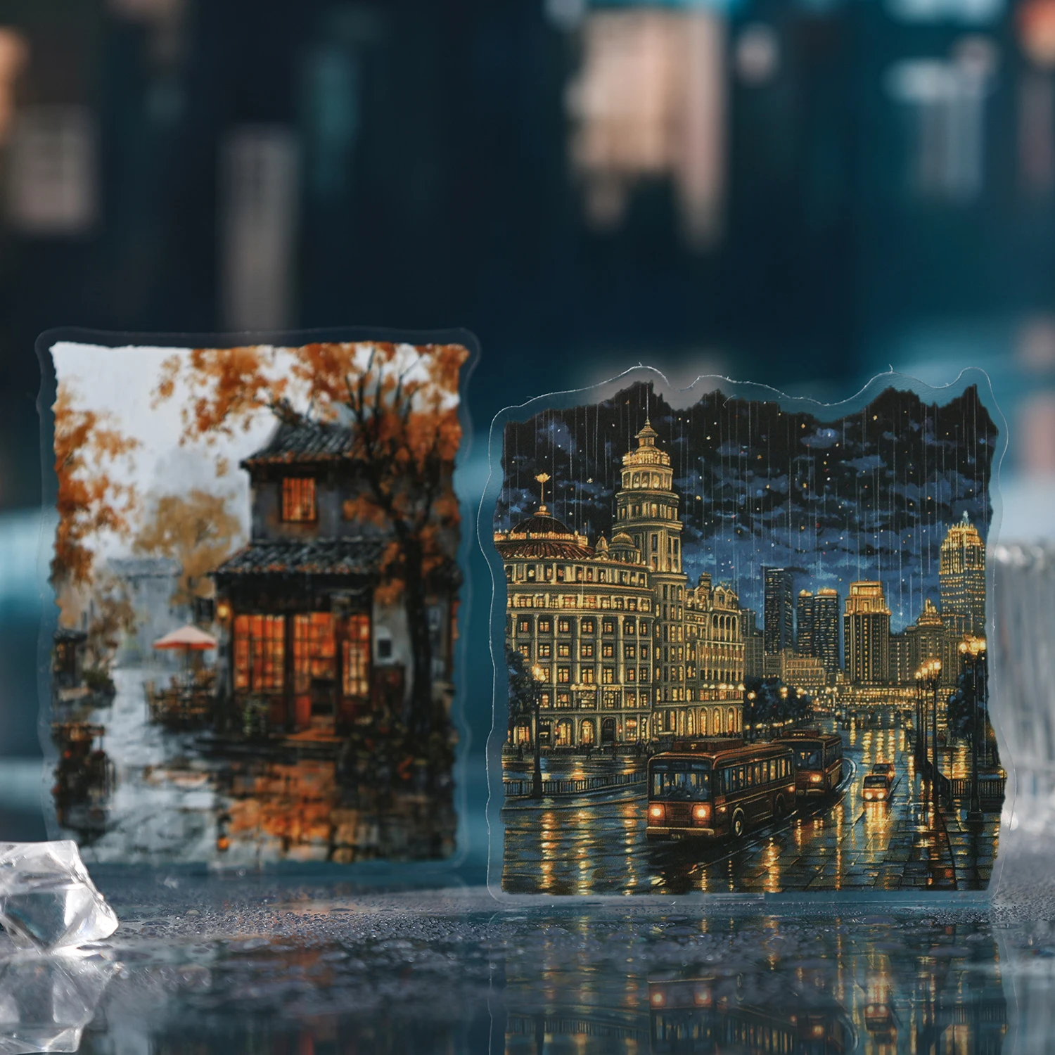 حزمة ملصقات المناظر الطبيعية 8 قطعة سكرابوكينغ الهاتف الغيتار الأمتعة الكتابة على الجدران مجلة ملصقات القرطاسية جماليات الإبداعية #1