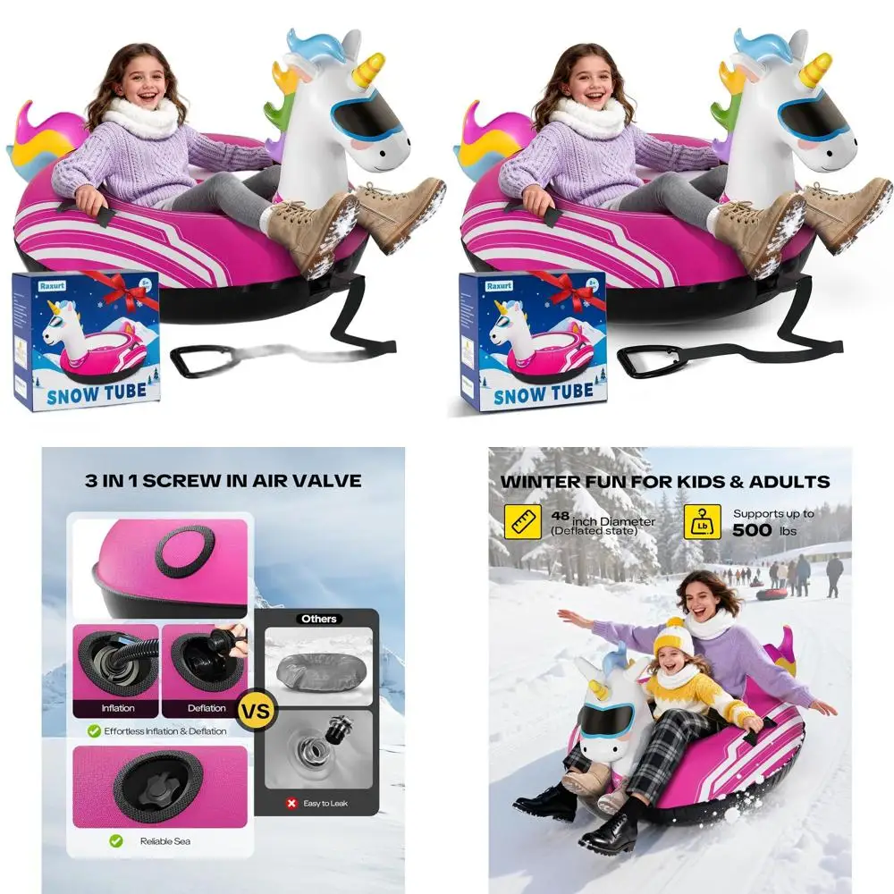 

Heavy-Duty 48 Snow Tube Sled with Canvas Cover for Winter Fun - Suitable for Kids and Adults