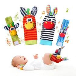 0~24 Months Baby Rattles Soft Plush Toys Foot Wrist Rattle Set Cartoon Newborn Development Educational Toys For Children