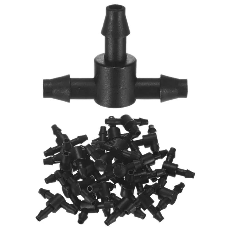 Plastic Barbed 3-Way Tee Connector for 4/7mm Tubing Watering Pipe Hose Couplings Micro Drip Irrigation Garden Tools
