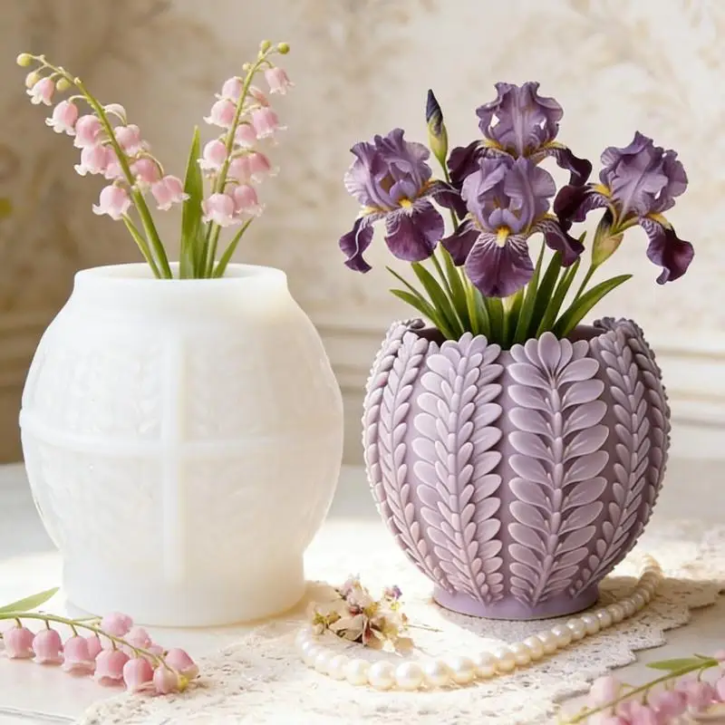 

Силиконовая форма 3D «Листья пшеницы» с узором лаванды для изготовления бетонных и гипсовых кашпо, цветочных горшков и поделок своими руками