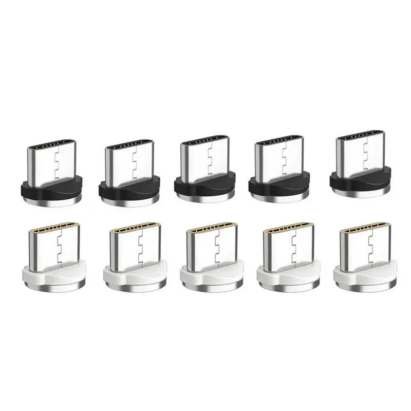 [MOA]10Pcs Type C Magnetic Charging Head 2.4A Fast Charge Data Transmission Replacement Aluminum Alloy Connector[MOA]