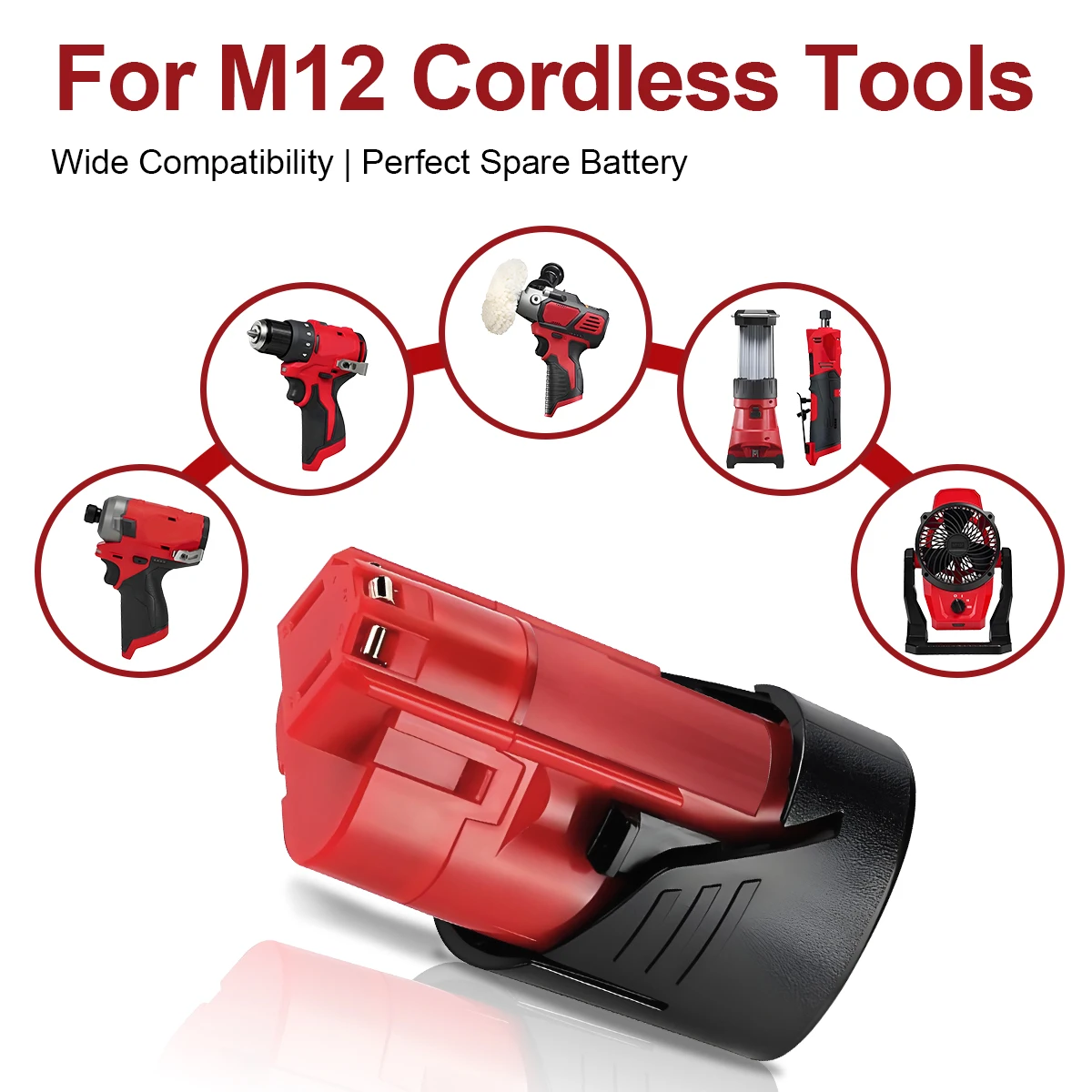 

Hot Sale 12V Li-ion Battery For Milwaukee M12 High Capacity Spare Pack Cordless Tools 48-11-2401 48-11-2402 48-11-2411