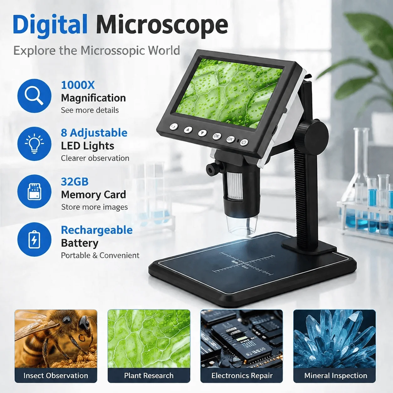 Body Jewelry Repair - Microscopio Digitale Portatile 4K con Ingrandimento