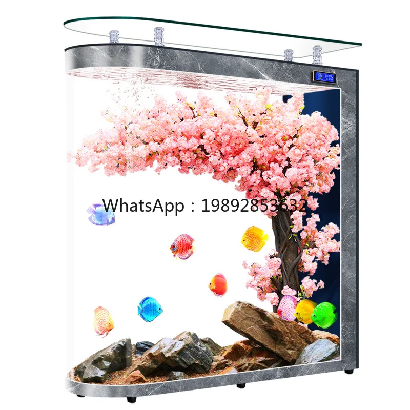 LYY رصاصة رئيس خزان الأسماك غرفة المعيشة الطابق الدائمة التقسيم الزجاج حوض السمك المنزل شاشة متوسطة كبيرة لا حاجة لتغيير المياه