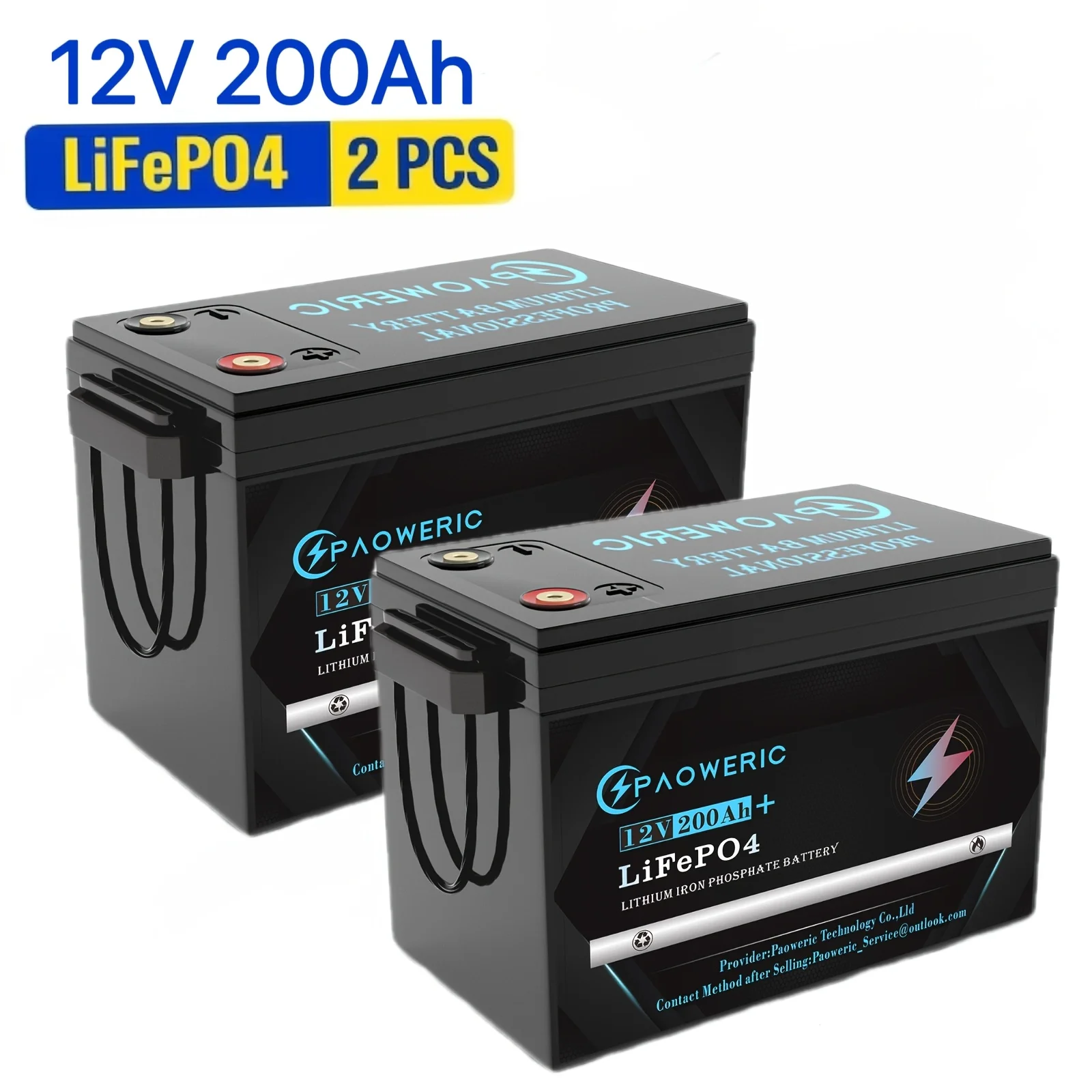 3 Pack /2 Pack/1 Pack 12.8V 200Ah LiFePO4 Lithium Iron Phosphate Battery Built-in BMS Deep Cycle Rechargeable Lithium Battery for Solar Panel RV Camper Boat Yacht Off-Grid Household Energy Storage