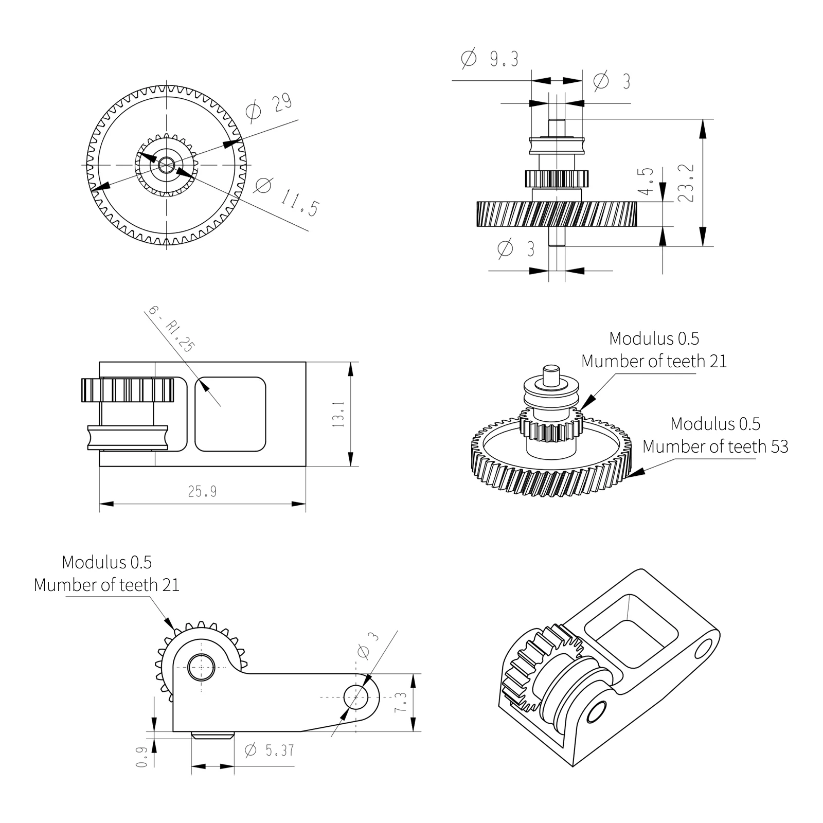 For Bambu Lab P1S P1P X1 Carbon X1C  Upgrade Hardened Steel Extruder Gear Assembly 3D Printer Nickel Plating Wear-resisting