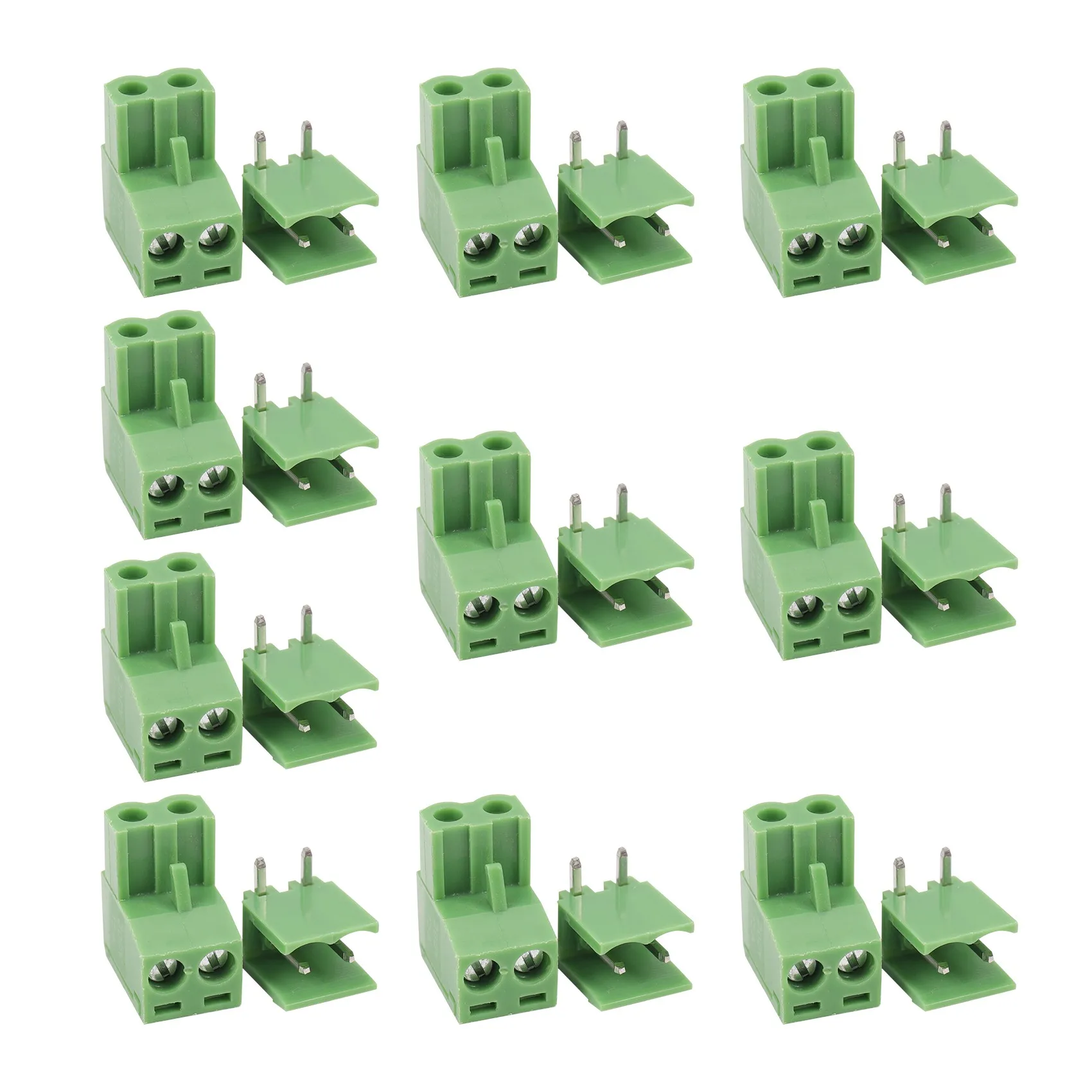 

10 pcs 5.08mm Pitch 2Pin Plug-in Screw PCB Terminal Block Connector Right Angle