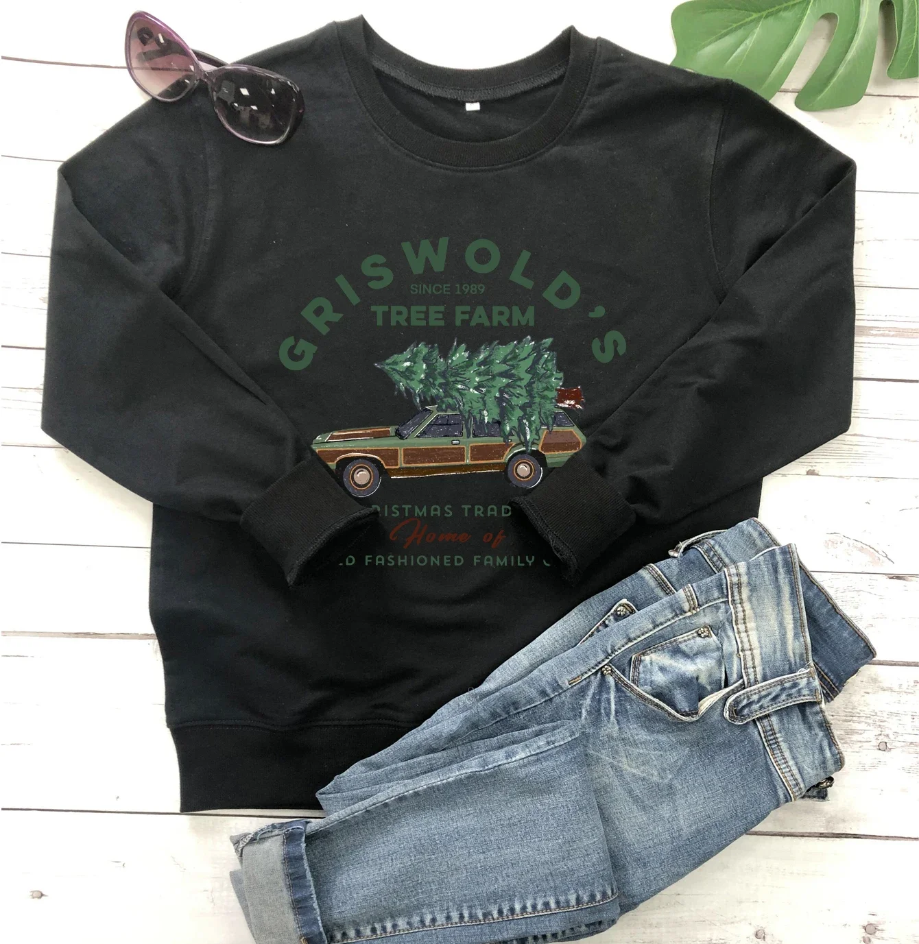 Christmas Sweatshirts Griswold\'s tree farm Sweats  Fun Old Fashioned Family Christmas Pullovers Women Casual cotton vintage Top