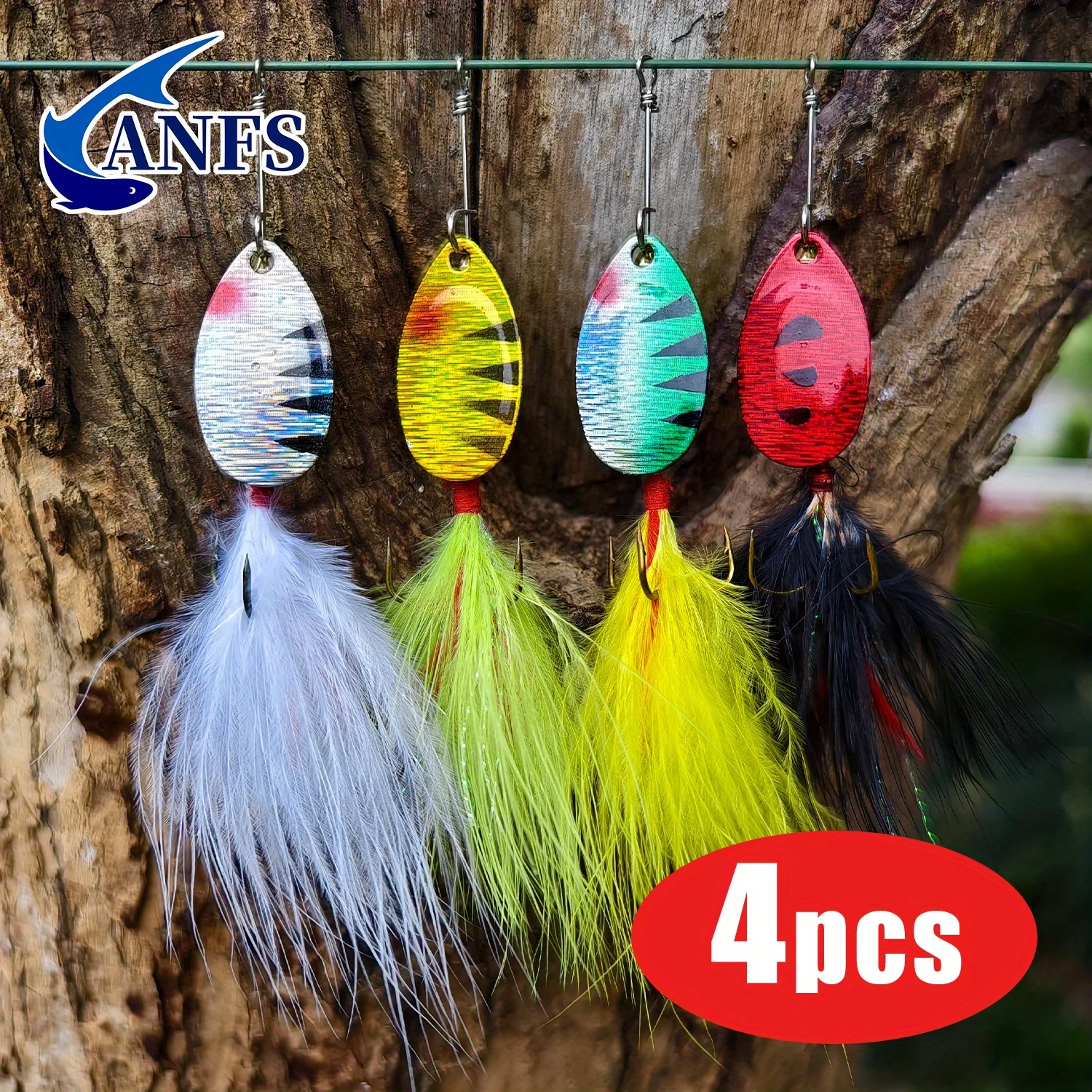 ANFS 4pcs/pack Spinner Baits Fishing Lure -Jig Hook for Fres