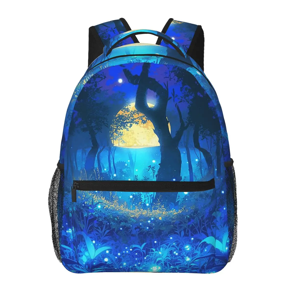 Enchanted Forest Design With Glowing Blue Lights Backpacks Boys Girls Bookbag Students Bags Cartoon Travel Rucksack Shoulder Bag