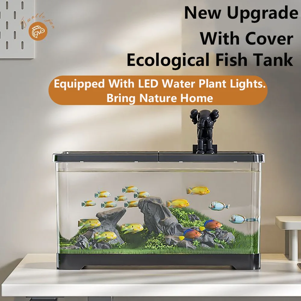 High Quality 4K HD Aquarium Transparent Fish Tank Landscaping Box Office Decoration With Water Plant Lamp Ecological Fish Tank