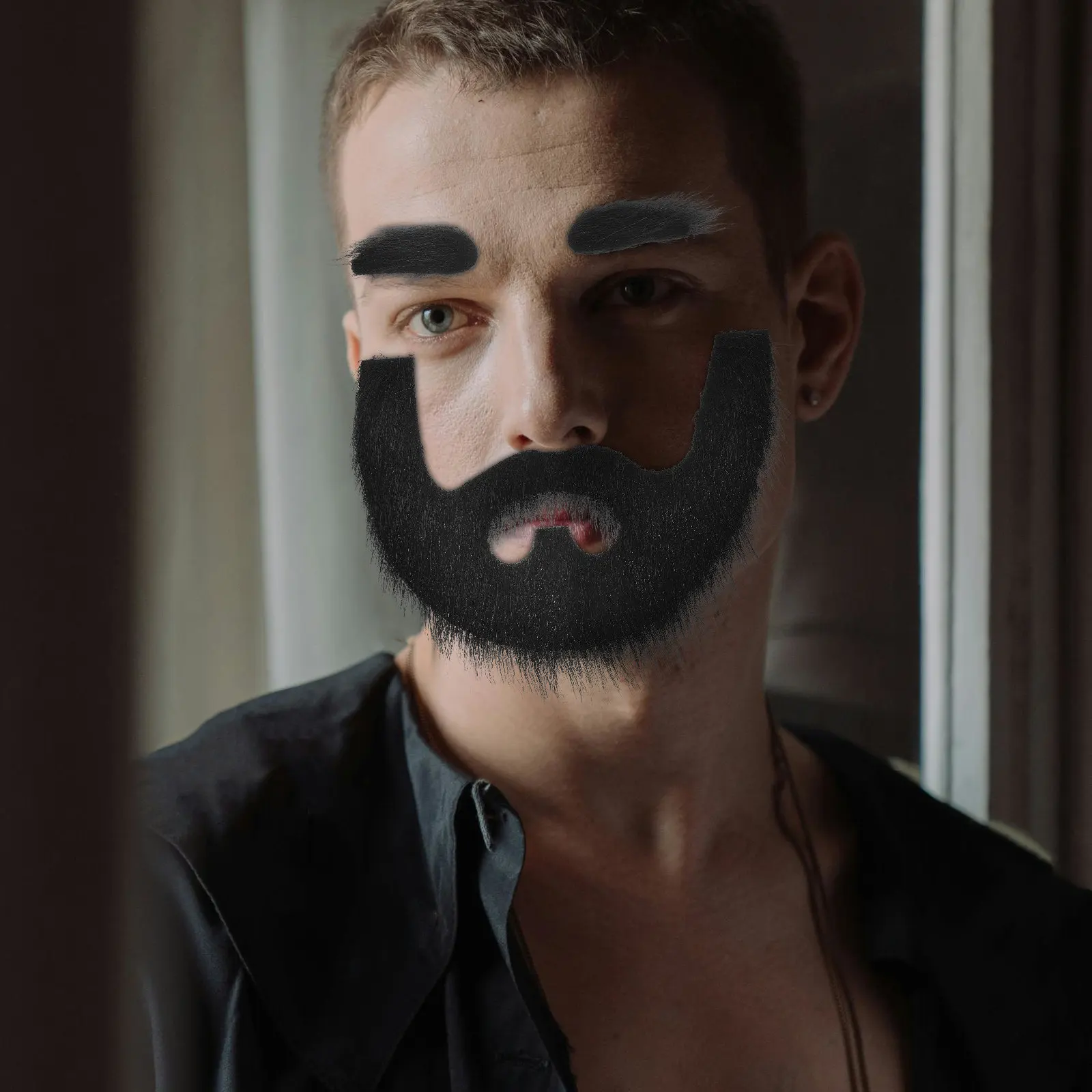 1Set Eye-Catching Fake Beard Eyebrow Mustache Halloween Cosplay Stage Performance Fake Beard Costume Eyebrow Movie Props