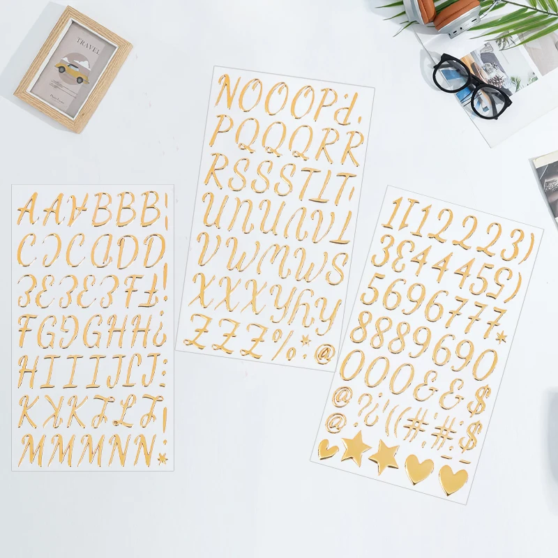 

3 листа 3D великолепные наклейки с золотыми буквами, наклейки с буквами алфавита и цифрами, сделай сам, поделки, художественное изготовление, скрапбук, мини-самоклеящиеся наклейки