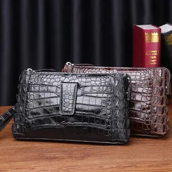 Real Cowhide Crocodile pattern High quality men's large clutch bag business leather bag fashion large capacity leather wallet