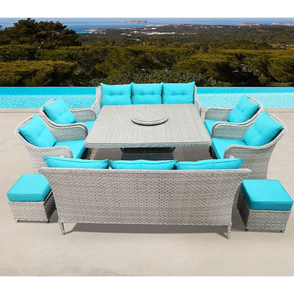 

l Классическая фабрика PE плетеная уличная мебель из ротанга для сада L-образный секционный диван для использования в патио