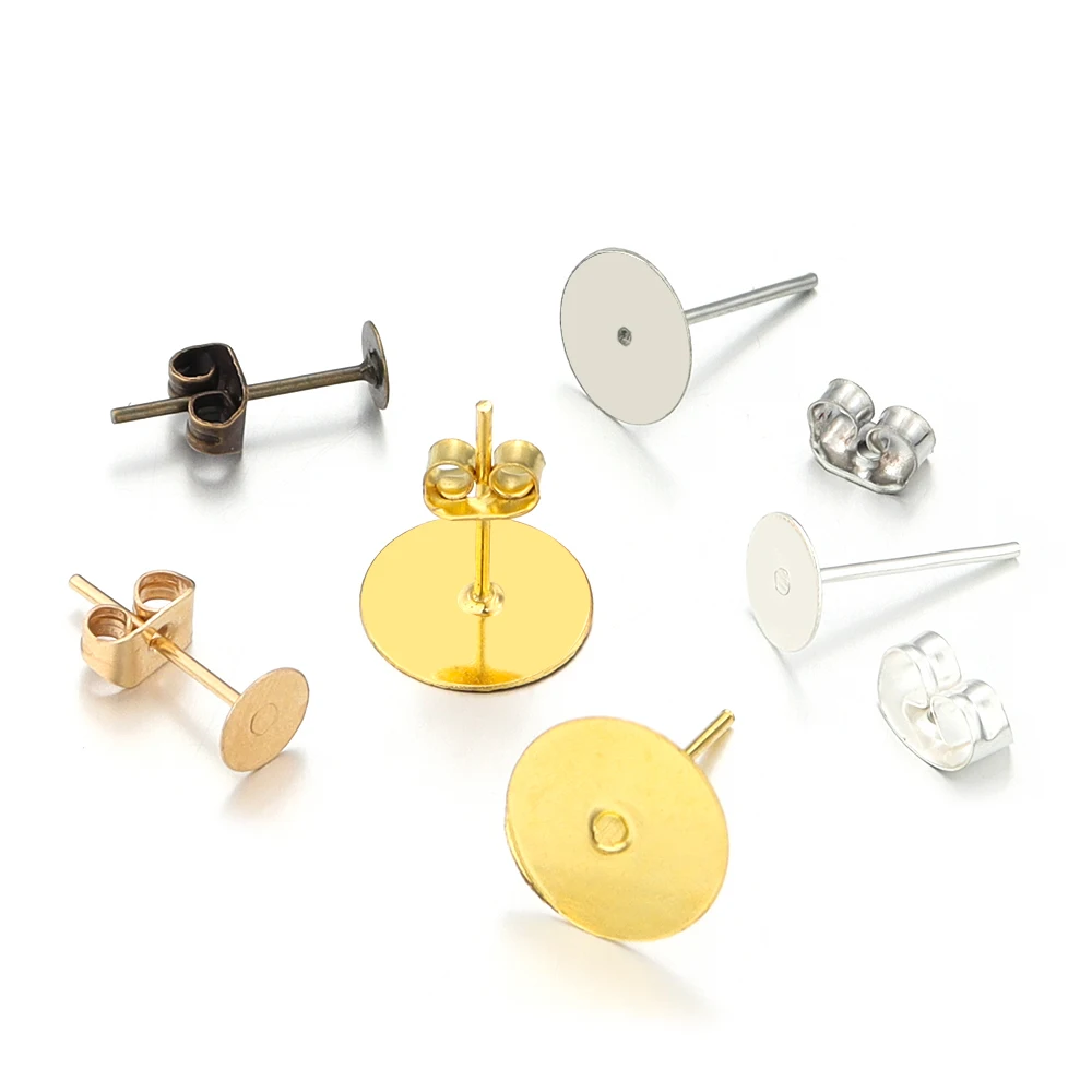 100-200 teile/los Metall Blank Post Ohrring Bolzen Basis Pins Mit Ohrring Stecker Ohrring Basis Tablett Für Schmuck Machen DIY Ohrring – Detail 6