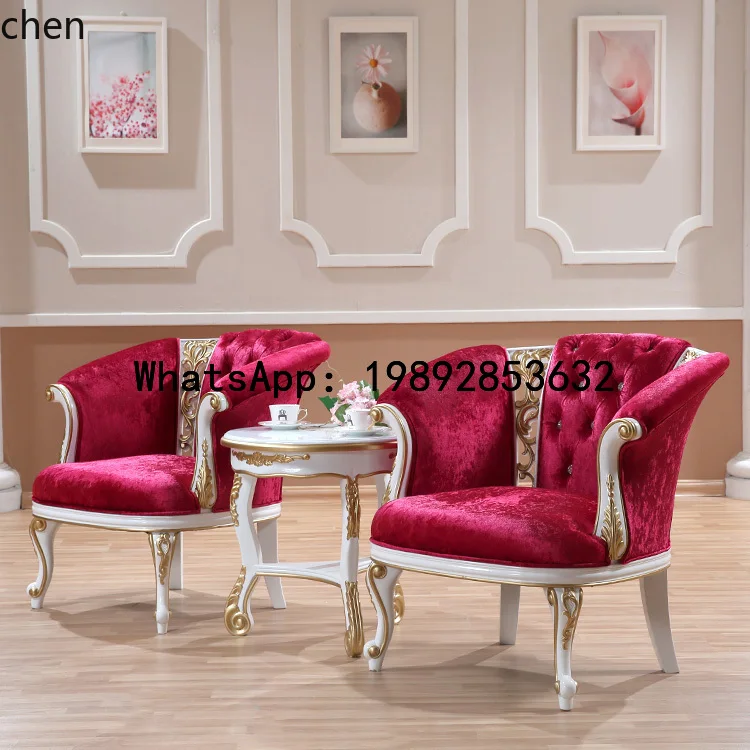 A1  all-solid wood sofa chair combination living room, single seat chair, neoclassical negotiation reception chair