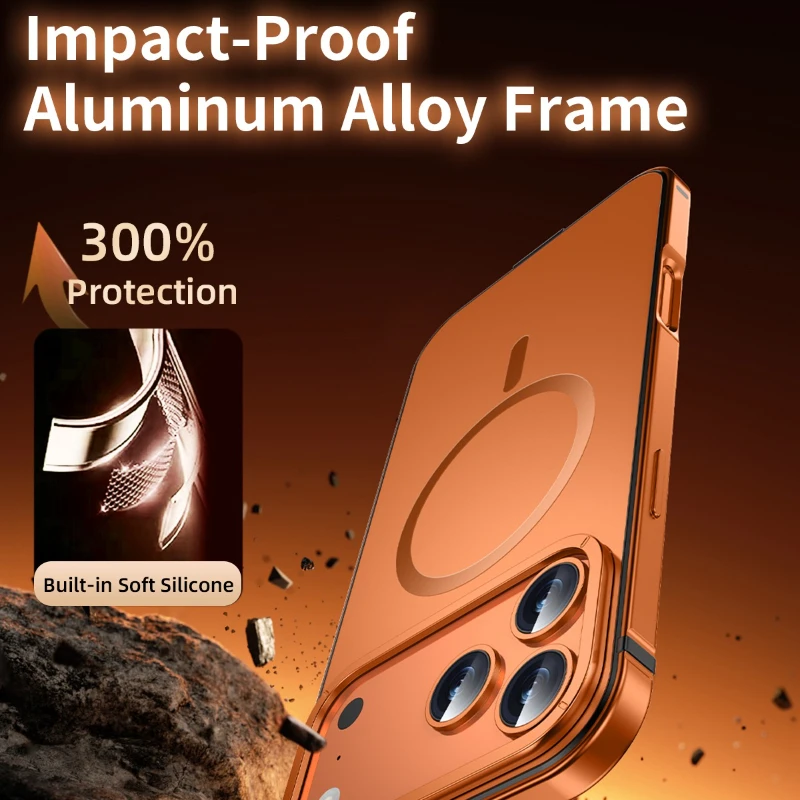 إطار معدني جديد لعام 2025، مضاد للحشف ومضاد لبصمات الأصابع، شفط مغناطيسي أنيق وخفيف الوزن لهاتف iPhone 17 Plus ProMax #2
