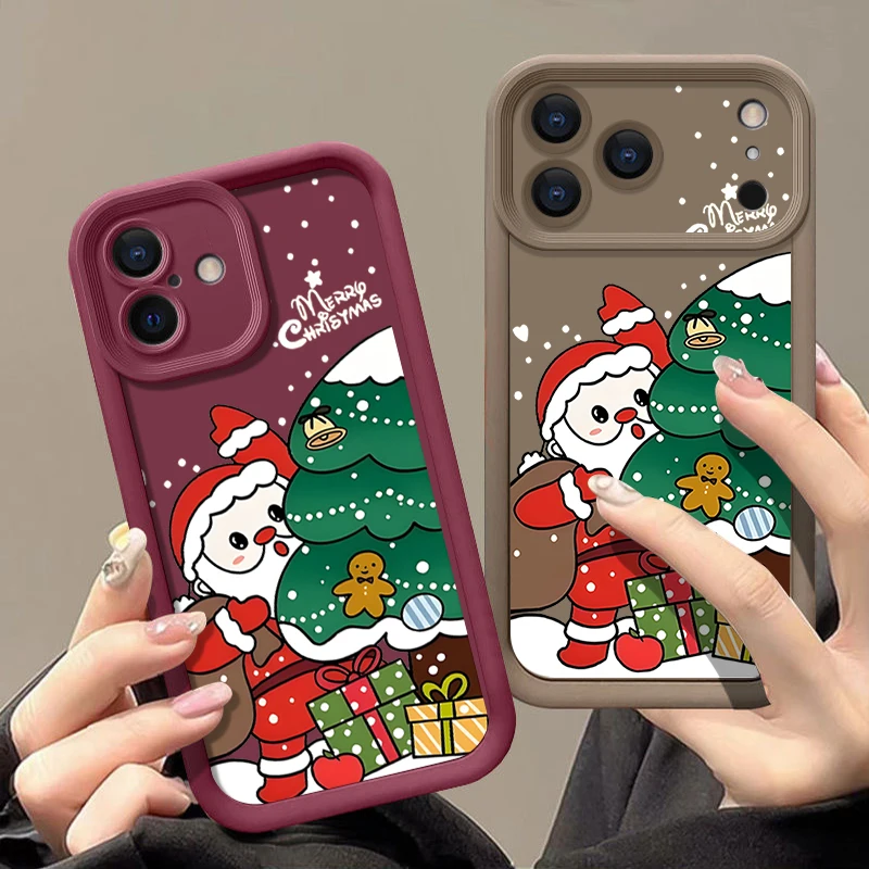 

Santa Claus Print Phone Case For iPhone 16e 17 Air 16 15 14 Pro Max 13 12 Pro 16 15 14 Plus Shockproof Soft Silicone Cover Funda