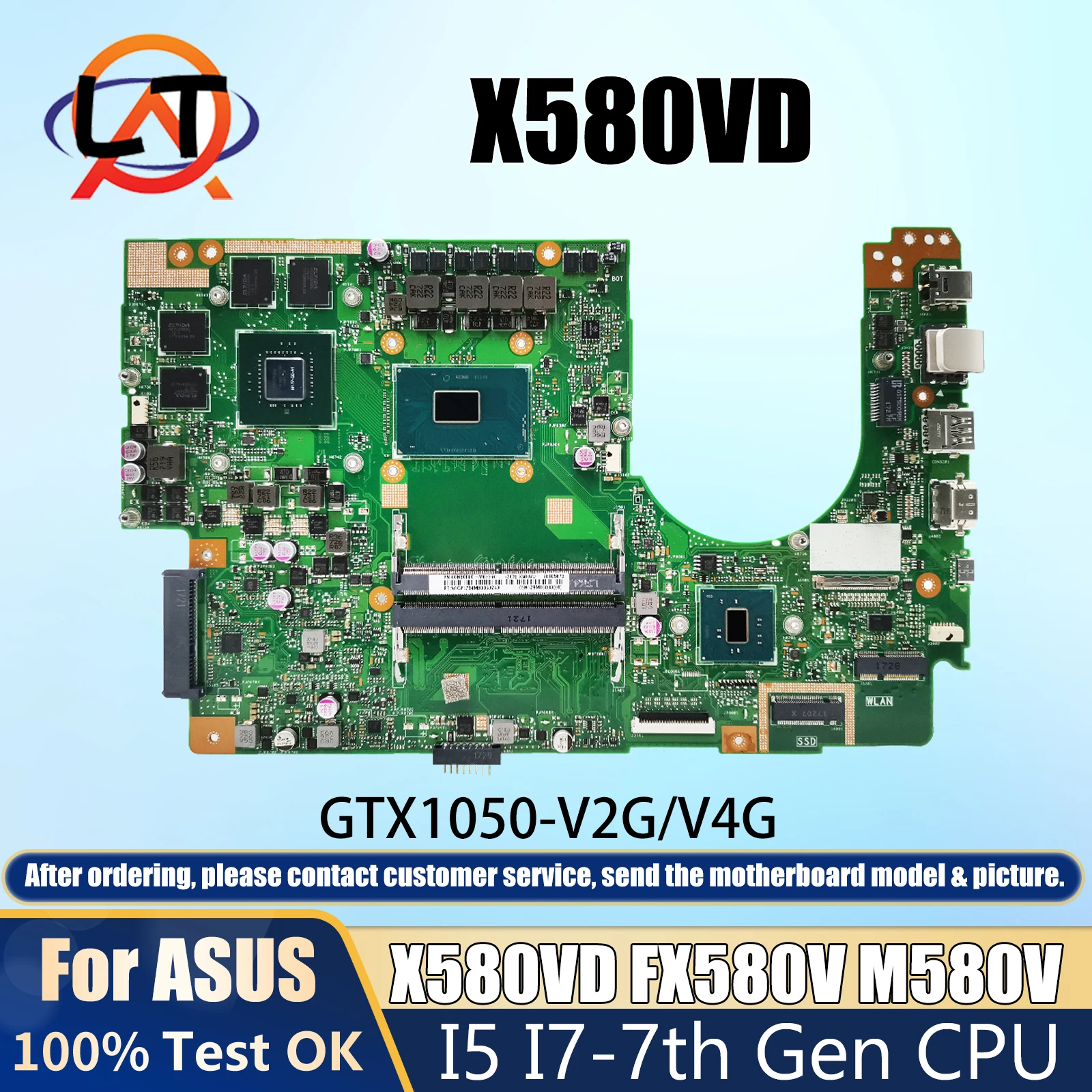 

X580VD/X580VN Mainboard For ASUS N580V N580V NX580V FX580V M580V Laptop Motherboard I5 I7-7th CPU GTX1050 MX150 GPU DDR4