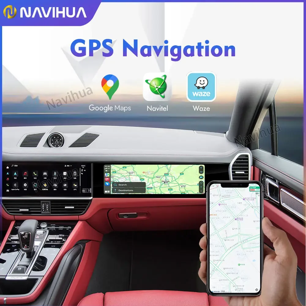 NaviHua 15 "لبورشه كايين 2018 2023 شاشة سماعة الرأس التلقائية Carplay مقعد الركاب الترفيه سيارة مساعد الطيار شاشة أندرويد