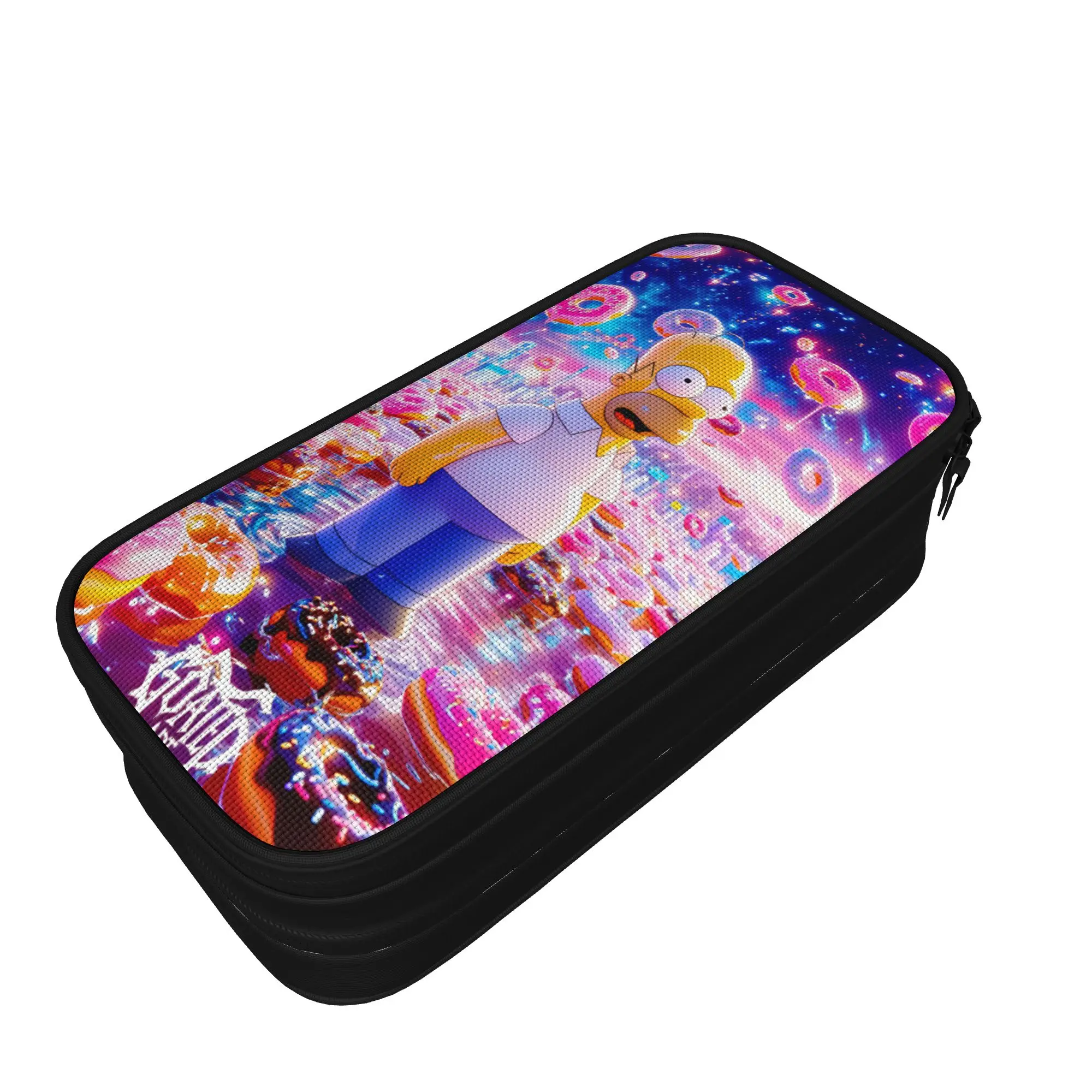 S-Simpsons Homer Donut Fantasy World Pencil Case Students Kawaii Pencil Pouch Graphic School Pencil Cases Stationery Present