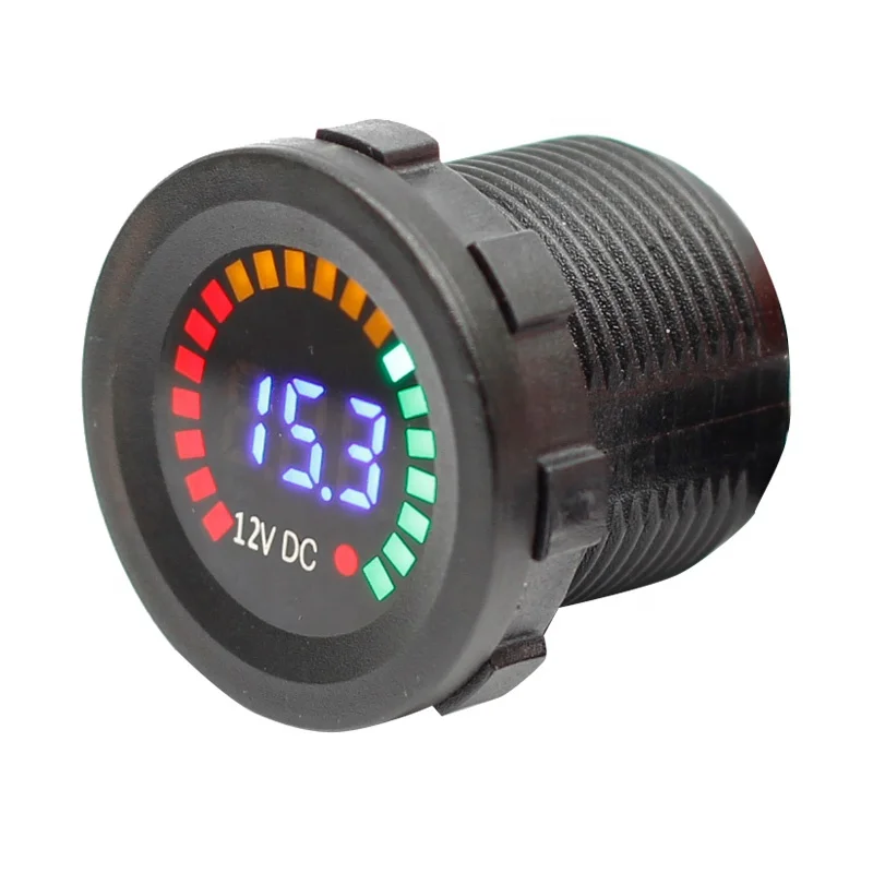 DC12V Round Car Volt Meter Voltmeter LED Digital Display Waterproof Voltmeter With Touch Switch